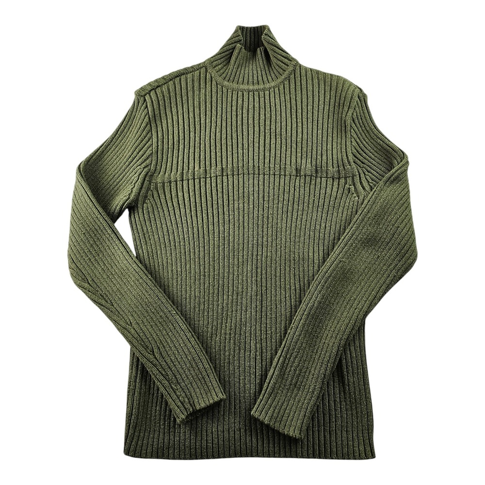 Alfani‎ Ribbed Knit Sweater Women's Medium Green Classic Long Sleeve Turtleneck